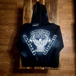 Retrovert Men's Black Distressed Hoodie 