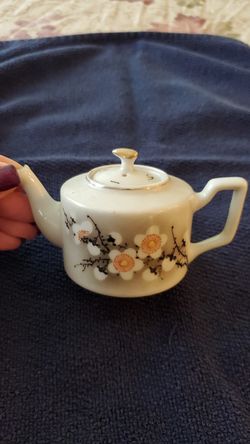 Super cute antique tea cup pot and cookie tray