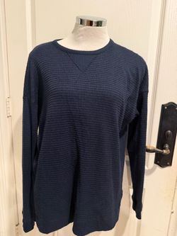 Navy Blue Waffle Knit Crewneck Sweatshirt