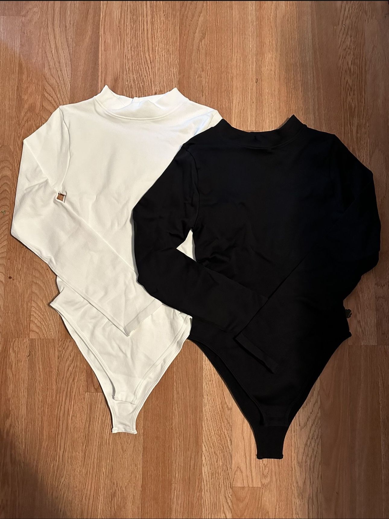 OQQ Women's 2 Piece Bodysuits Sexy Ribbed Turtle Neck Long Sleeve Tops Bodysuits