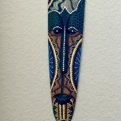 39” Carved Dot Handmade Wooden African Style  Mask