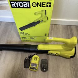 RYOBI ONE+ 18V 90 MPH 250 CFM Cordless Battery Leaf Blower/Sweeper with 2.0 Ah Battery and Charger