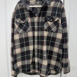 Freedom Foundry Men’s Fleece Lined Flannel Shirt Jacket XXL White/Black Plaid Workwear