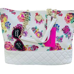 Betsey Johnson Handbag - White w/Floral Pattern 
