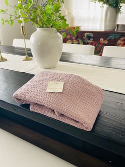 Theshold blush waffle cotton shower curtain-new
