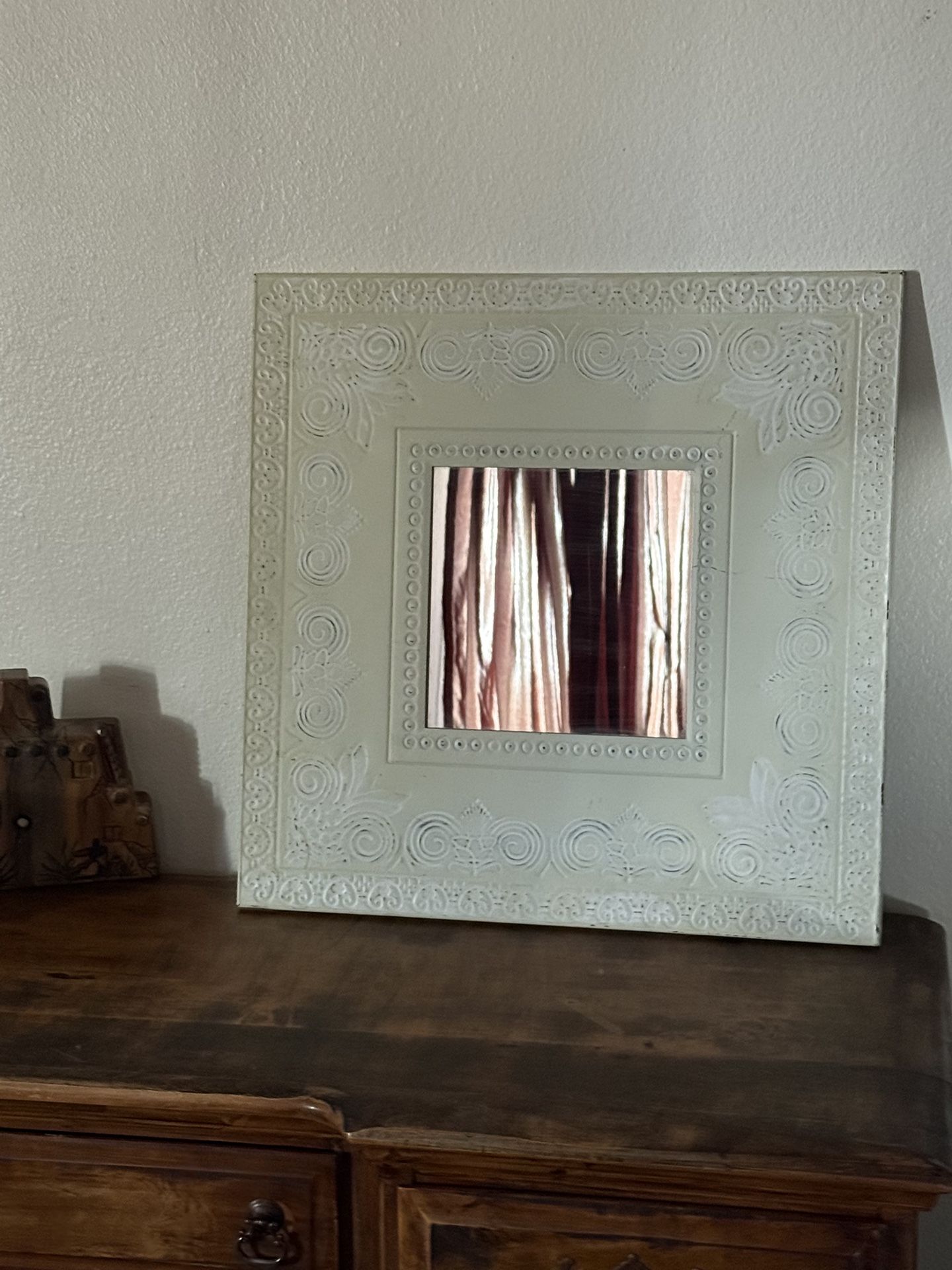 Country Farmhouse Cream Metal Mirror