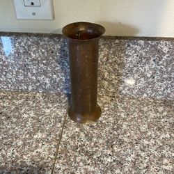 Mid-Century, Small Hand, Hammer Brass Flower Vase.