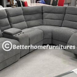 David 3-piece Upholstered Motion Sectional with Pillow Arms Smoke- LIMITED STOCK
