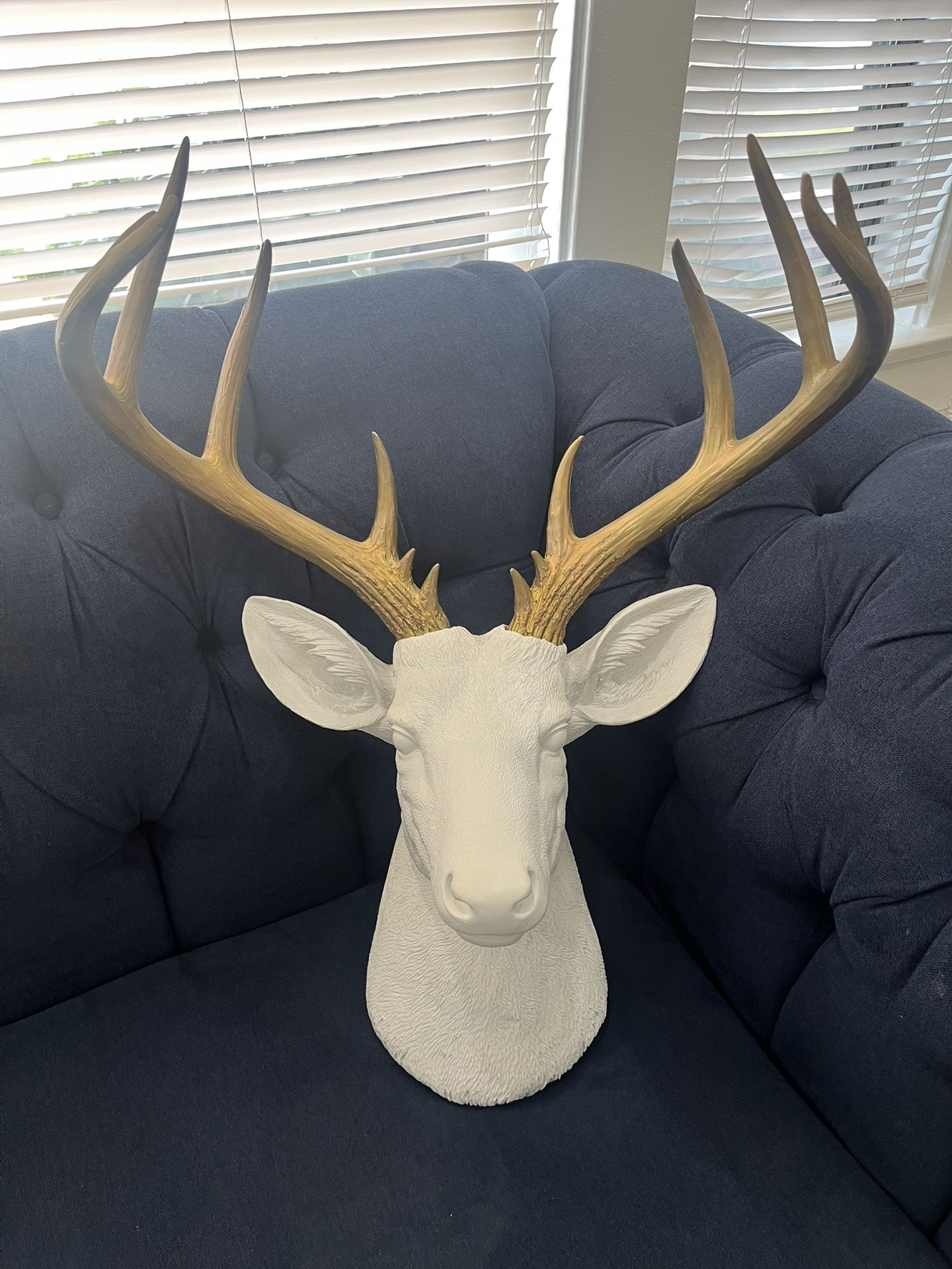Artificial White Deer Head / bronze Antlers Wall Decor