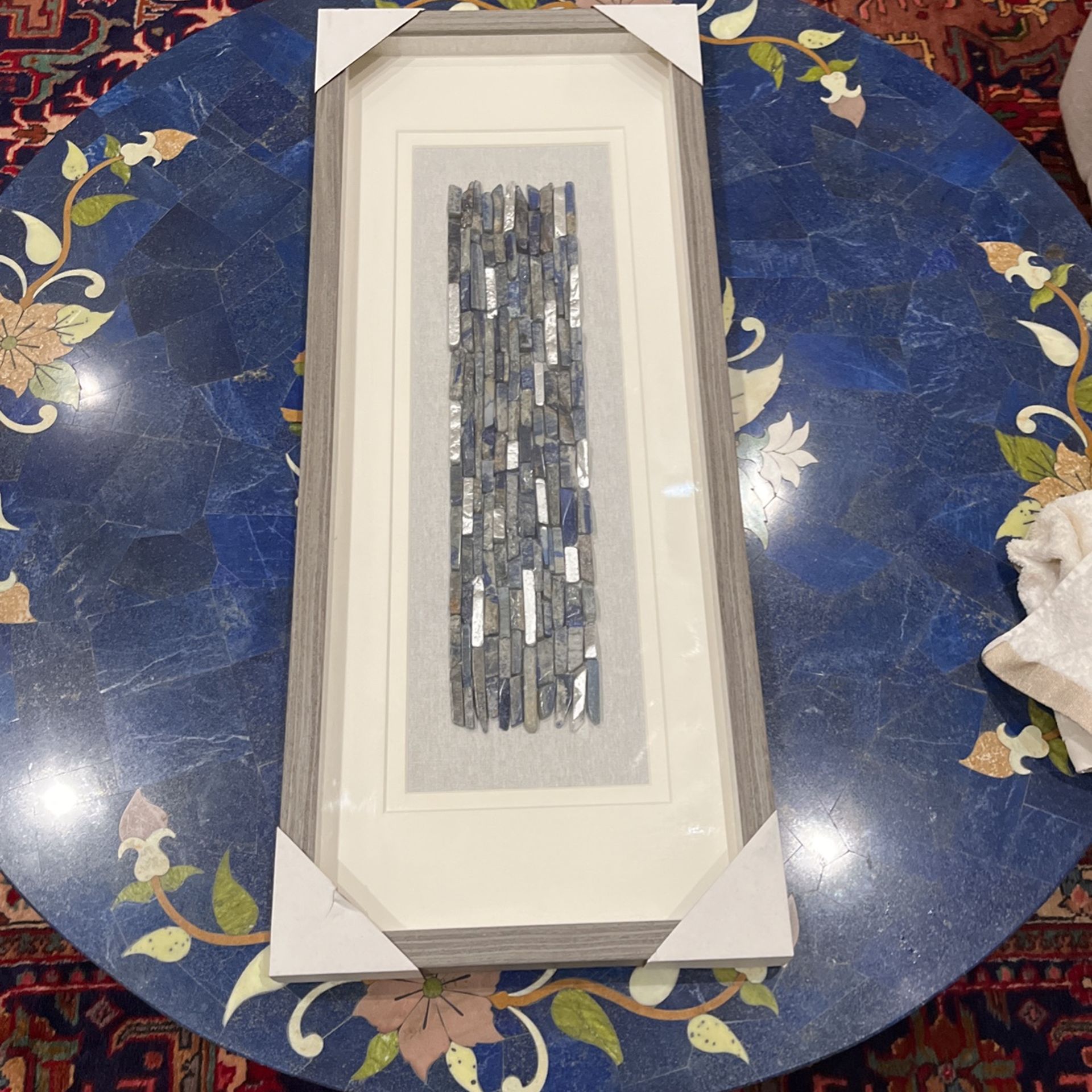 Multi-Color natural shadow box framed stones wall decor