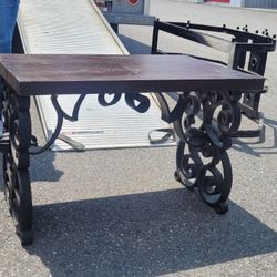 Antique Wrough Iron And Solid Mahogany 