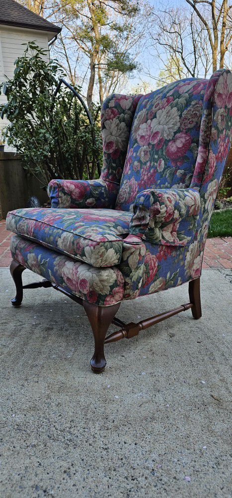 Floral Wing Back Arm Chair