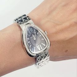 Silver Black Face  Snake Women's Lady's Quartz Watch Gift