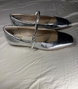 Silver Leather Flats