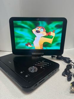 GPX PD1030B 10” portable DVD player swivel screen USB/SD inputs