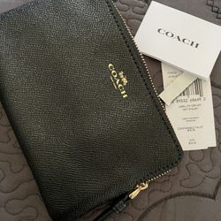 Coach Crossgrain Leather Corner Zip Wristlet