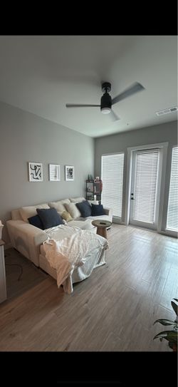 Living Spaces Sectional Couch - Beige / Tan