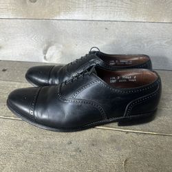 Allen Edmonds Stratton Mens 11.5 D Black Leather Cap Toe Brogue Oxford Shoes