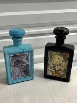Vintage J.W. Dant Americana Great Moments in History Decanters Set of 2
