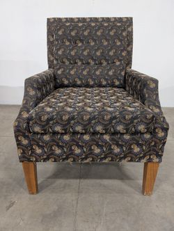 Upholstered Floral Pattern Accent Armchair