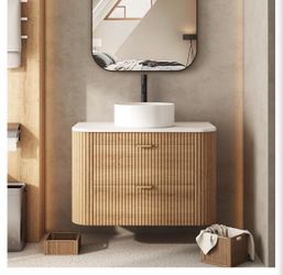 30 in Floating Bathroom Vanity with Vessel Sink