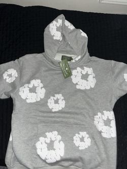 Grey Denim Tear Hoodie 