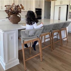 PURPLE LEAF Set of 4 Bar Stools Outdoor Barstools with Backrest Farmhouse Metal Bar Height Stools Wi