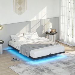 Full Size LED Floating Bed Frame No Box Spring Needed