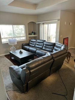 Grey sectional 2 power recliners