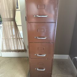 Metal 5 Drawer File Cabinet With Key