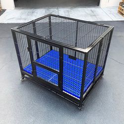 (NEW) $180 Large Heavy-Duty Dog Crate 41”x31”x34” Single-Door Folding Cage Kennel w/ Plastic Tray