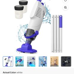 Little Shark Pool Vacuum for Above Ground Pool, Hot Tub Vacuum with a 60w Motor,18 Gal/Min Powerful Suction, Pool Vacuum with 5000mAh Battery, 1h Runn