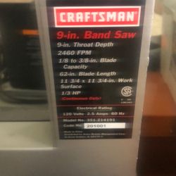 Craftsman 9” Band Saw