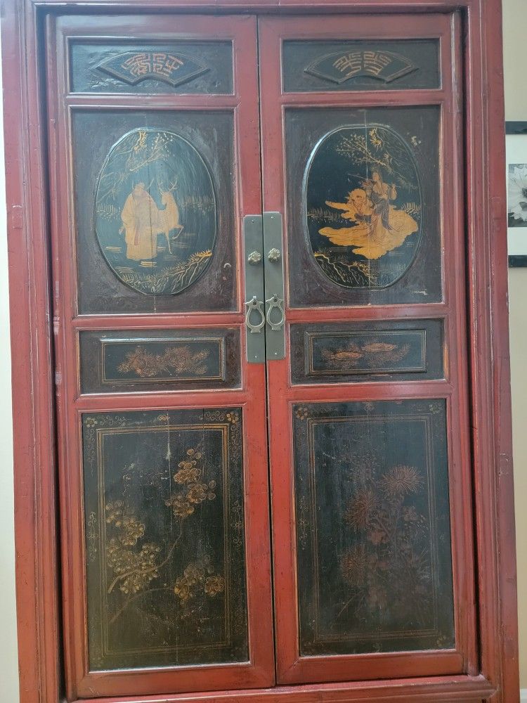 Cabinet, Zhejiang Province, Cypress, Red Lacquer
