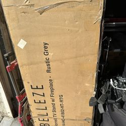 Belleze Norrell Tv Stand W/fireplace L-rustic Grey 