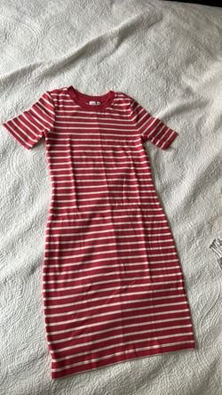 Red and White Striped T-Shirt Dress