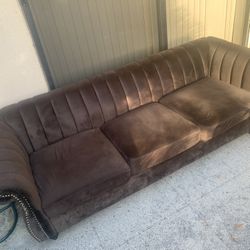 Brown Suede Couch 