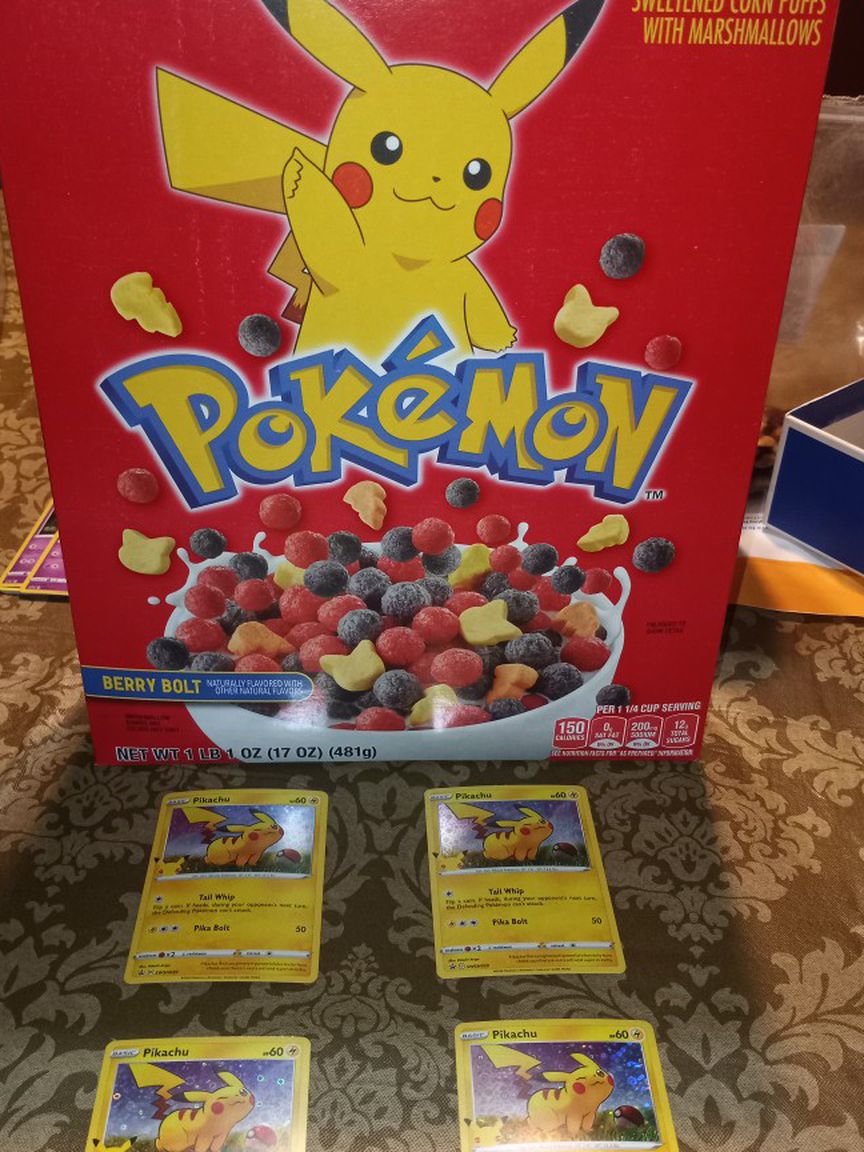 POKEMON 25TH ANNIVERSARY CEREAL & PIKACHU CARDS