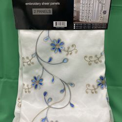 Embroidered Curtains W/ Attached Valence & Sheer Backing