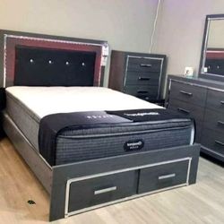 LODANNA GRAY LED STORAGE BEDROOM SET