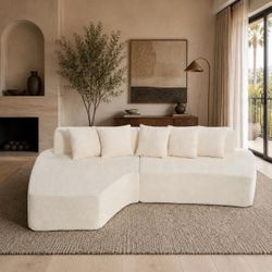 Deep seat Cloud Modular Sectional Sofa L-shape with Chaise ,   Couch, 3 Seat Sofa with 5 Pillows - ivory  L-28