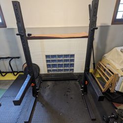 ROGUE SML-1 Monster Lite Squat Rack with accessories
