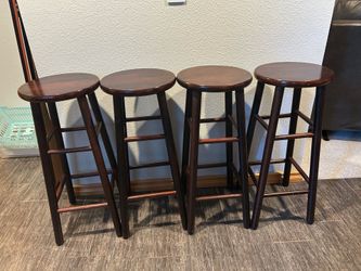 4 - Oak Bar Stools in Cherry Color
