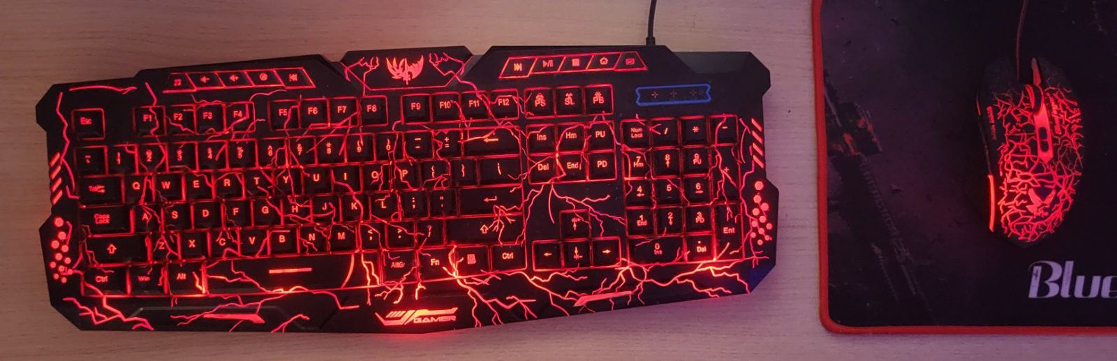 Blue Finger Gaming Mouse, Keyboard And Mouse Pad Combo