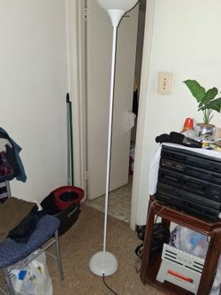 Tall white metal floor lamp plastic shade pickup only cash