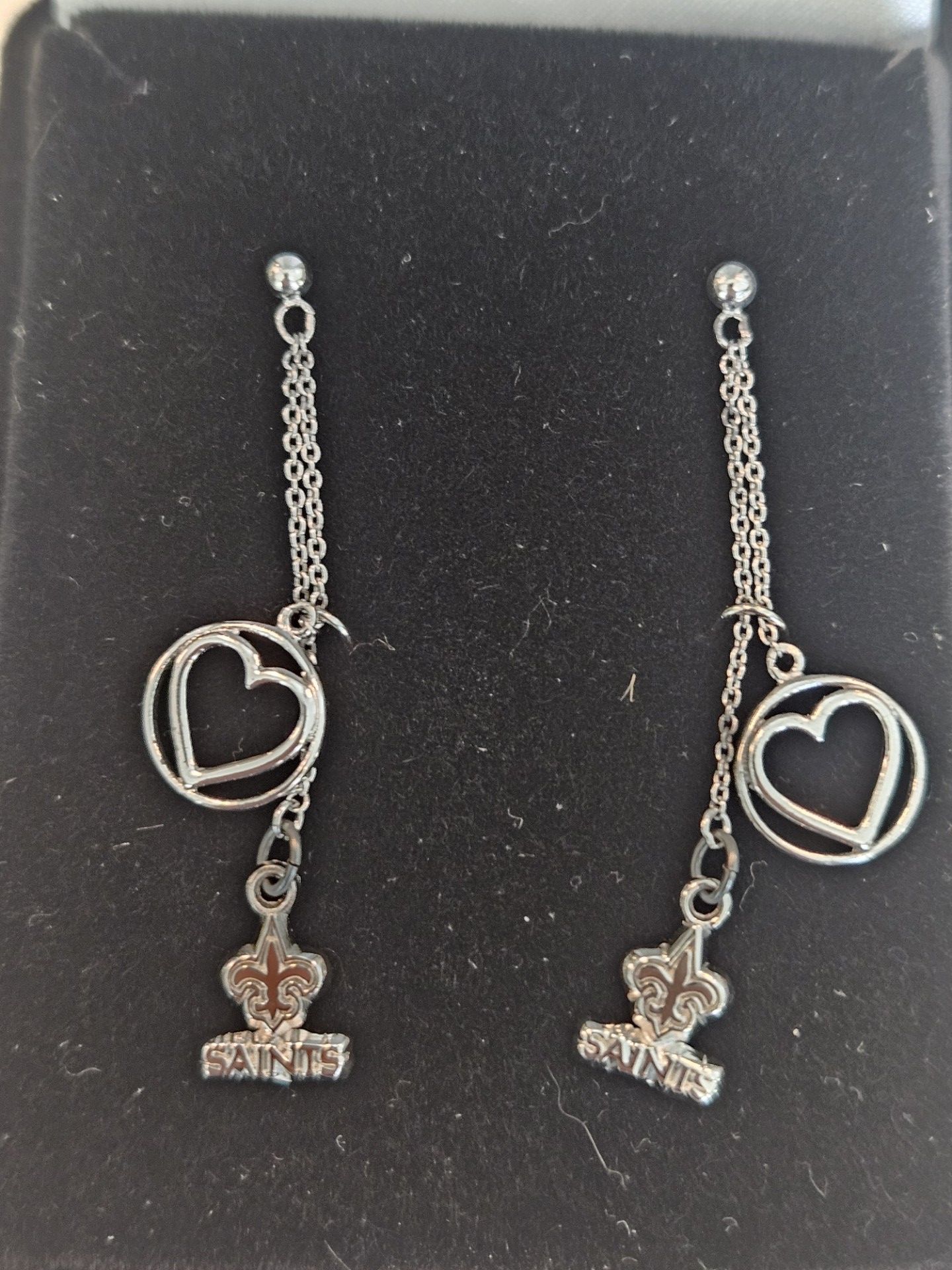 New Orleans Saints NFL Football LogoArt .925 Silver Dangle Earings