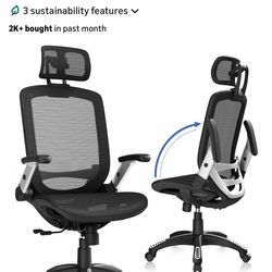 Brand New Black All Mesh Tall Back Ergonomic Office Chair w/Flip Up Armrests & Adjustable Headrest