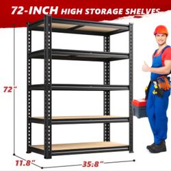 2500 LBS Garage Shelving Heavy-Duty 5-Tier Storage Shelf, 72''H Storage Shelves Metal Storage Shelving Unit, Adjustable Utility Shelf Rack for Kitchen