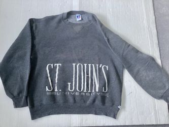 Vtg. Early 1990s St. John’s University Gray Crewneck Pullover Sweatshirt Russell Athletic USA Size Large Collegiate Apparel