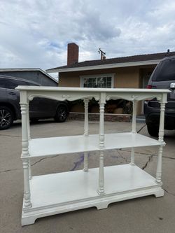 Vintage Wooden 3 tier desk table storage shelf